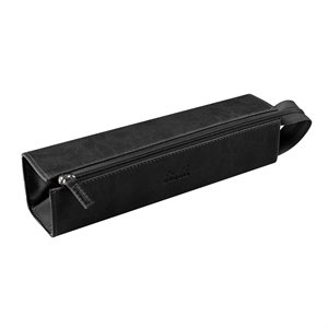 Rhodiarama zippered hard case pencil box BLACK italian leath