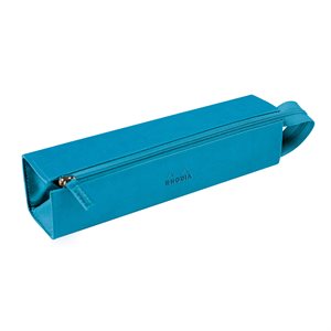 Rhodiarama zippered hard case pencil box TURQUOISE italian l