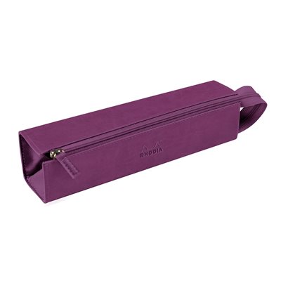 Rhodiarama zippered hard case pencil box PURPLE italian leat