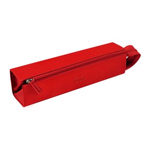 Rhodiarama zippered hard case pencil box POPPY italian leath