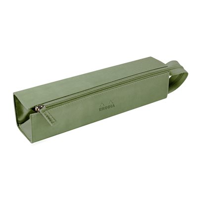 Rhodiarama zippered hard case pencil box CELADON italian lea