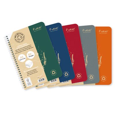 FOREVER premium, wirebound notebook A5 90g recycled Green 60