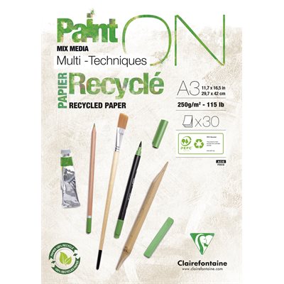 PaintON Recycled paper pad A4 30 sheets White 250g