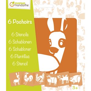 6 Pochoirs assortis Animaux de la ferme