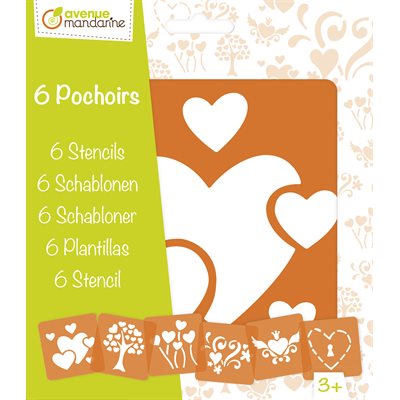 6 Pochoirs assortis Coeurs