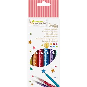 6 GLITTER FELT-TIP PENS POCKET