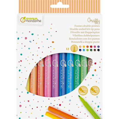 12 DOUBLE-ENDED FELT-TIP PENS