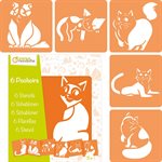 Set of 6 stencils, Cats