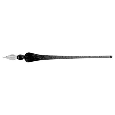 Round glass pen 18cm - black