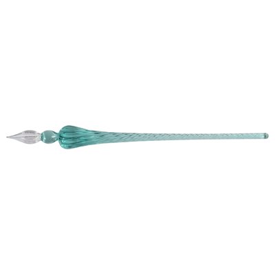 ROUND GLASS PEN 18cm TURQUOISE