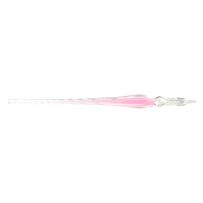 Plume de verre torsadée rose pâe 18 cm