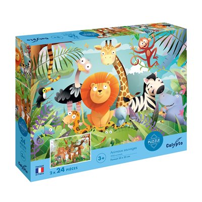 Puzzles enfants 2 X 24 pièces - 330 X 230 mm Animaux Sauvage